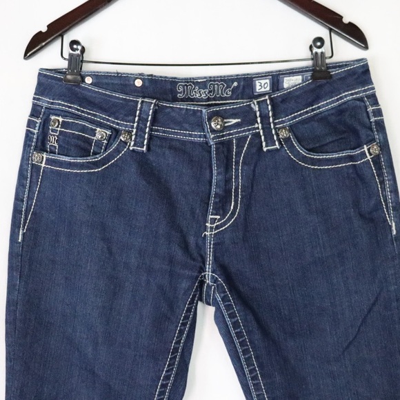 MISS ME Bootcut Jeans with contrast stitching, embroidered & rhinestones - Picture 4 of 14